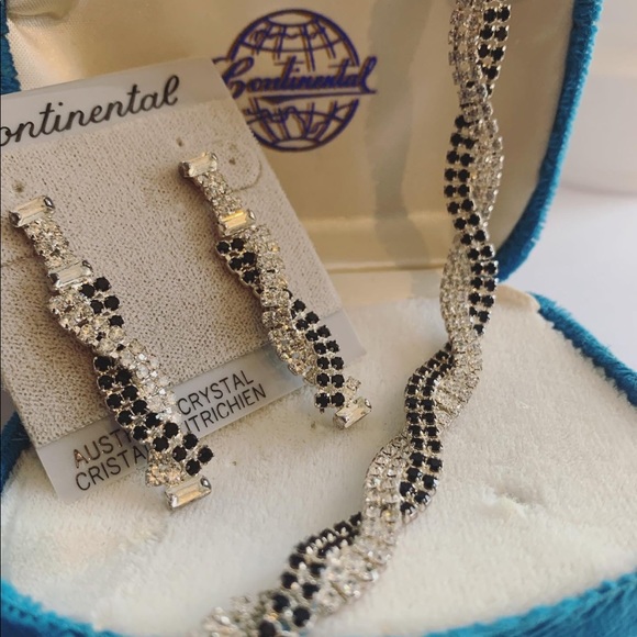 Vintage Continental crystal earring & necklace set - Picture 1 of 9